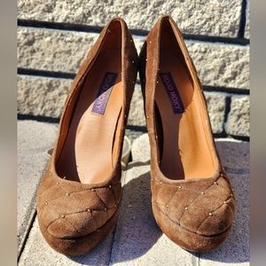 Mojo Moxy Studded Quilted Faux Suede High Heels for Women Size 8.5M